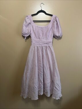 JessaKae Lilac Puff-Sleeve Midi Dress